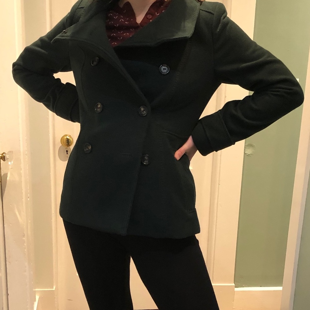 H&M forest green pea coat
